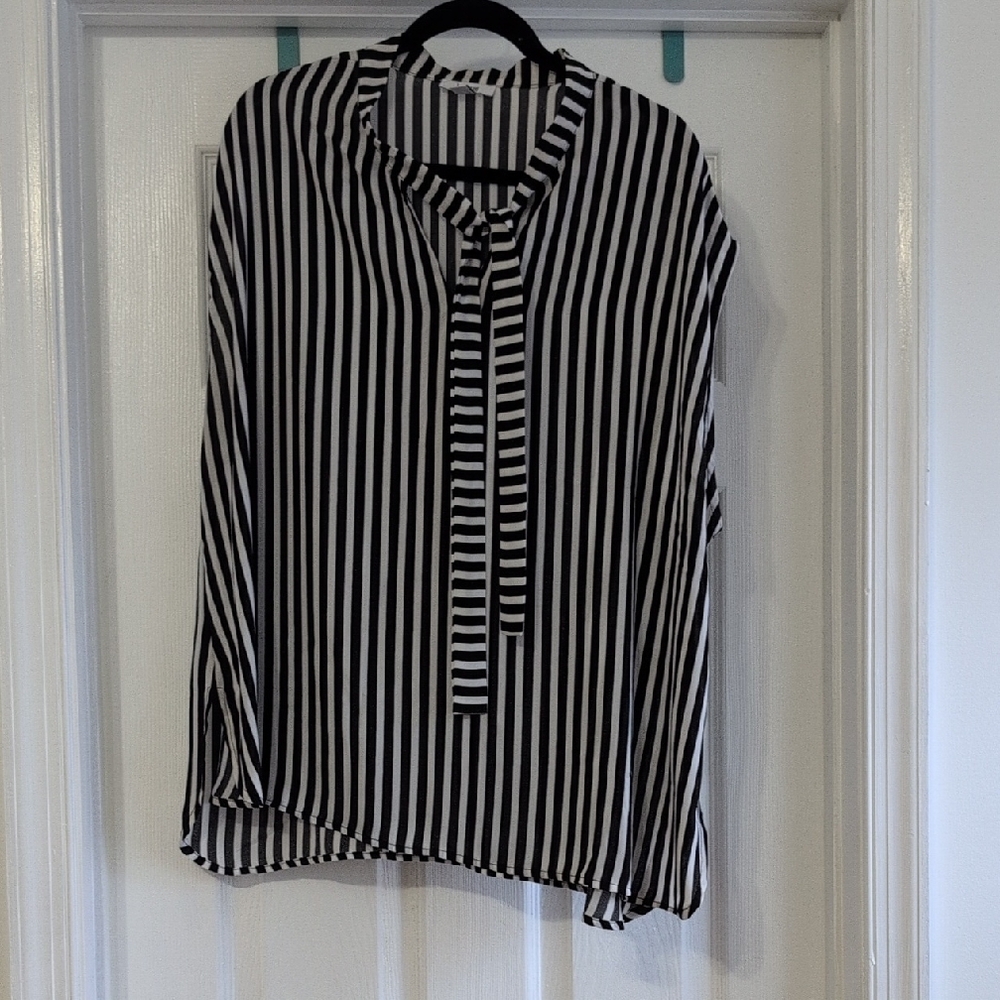 Bar III Monochrome Striped Blouse